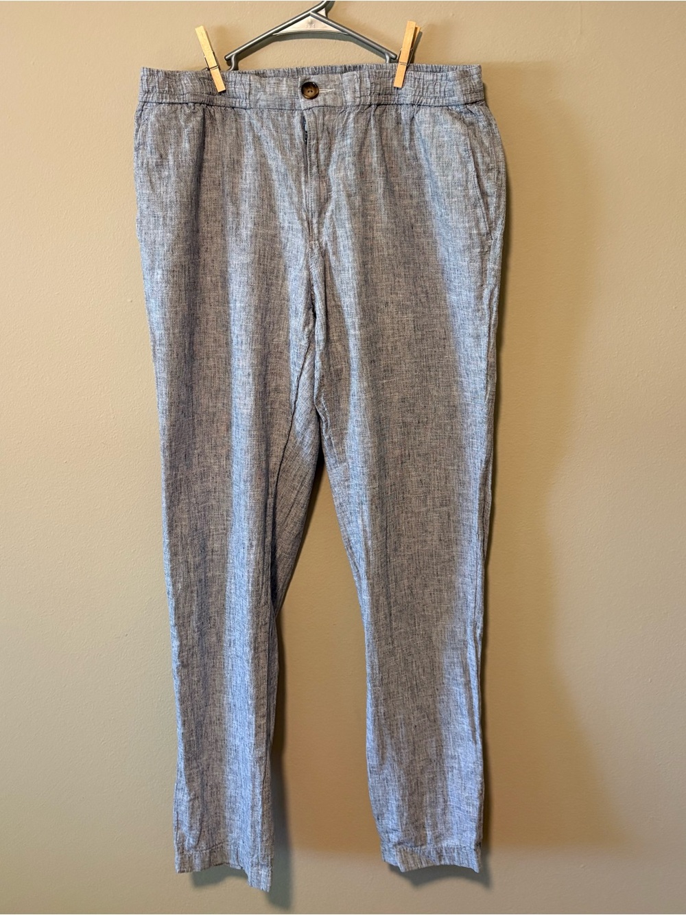 14th & Union Men’s Light Chambray Linen-Blend Pants - Blue Gray
